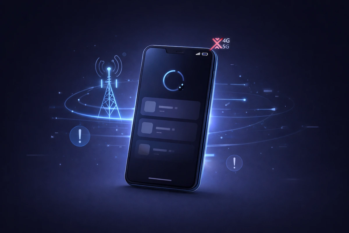 Phone displaying mobile data connection while internet apps fail to load